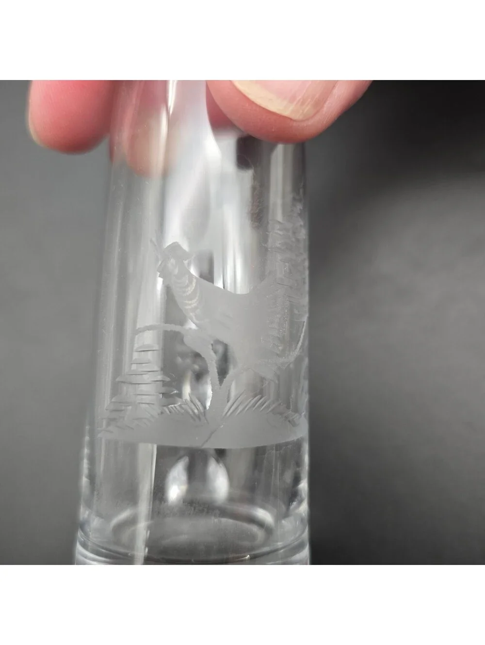 Vintage European Hand Engraved Schnapps Shot Glasses Wildlife Alpine Hunting Set